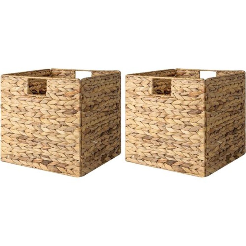 Wicker Baskets for Storage with Liners, Water Hyacinth Storage Baskets